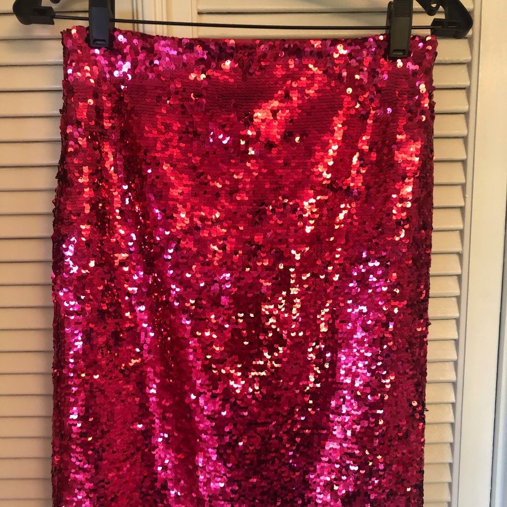 Alice + Olivia hot pink sequined pencil skirt NWT